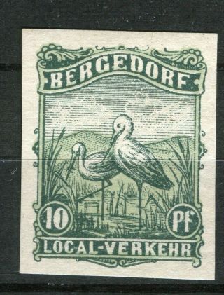 Germany 1860s - 70s Bergedorf Privat Local Post Hinged 10pf.  Value,  Imperf