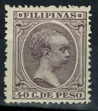 1897 Spanish/philippines Stamp - Sc 179.  40c Dark Violet - Mh