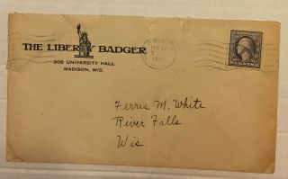 1918 Madison Wisconsin Advertising Cover - The Liberty Badger University Of Wi