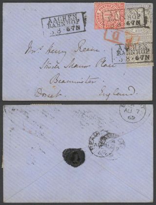 Germany North German Conf.  1869 - Cover Aachen To England 35140/21