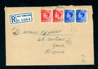 Edward Viii 1937 Registered Cover To Belgium (au584)