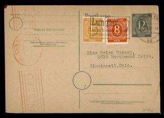Dr Who 1947 Germany Berlin To Usa Postal Card Uprated Stationery C135472
