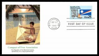 Mayfairstamps Us Fdc 1990 Compact Of Association Boy With Toy Sailboat Flee