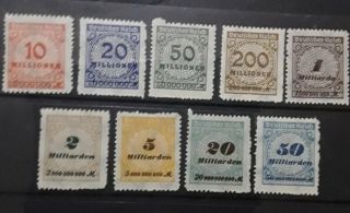 Reich 1923 Inflation Roulletted Stamps Sg 333/341