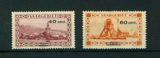 Germany Saargebiet 1930 Surcharged Stamps.  Sg 141a & 142.
