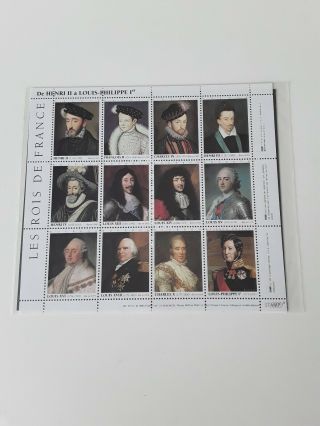 Les Rois De France,  The Kings Of France,  Block Of 12 Collectors Stamp Vignette.