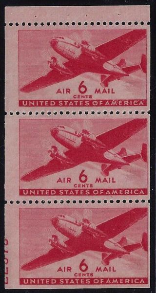 C25a Miscut Error / Efo Booklet Pane With Partial Pl 22979 " Plane " Nh