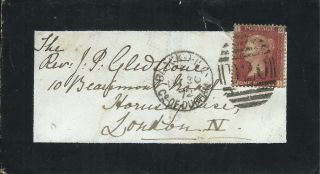 Gb 1872 1d Red Pl.  144 Mourning Cover With Black Hill D20 Duplex To London