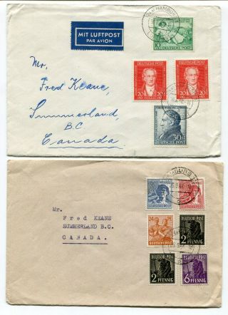Germany - Hamburg 1947 / 1950 Multiple Franking Covers To Bc Canada -