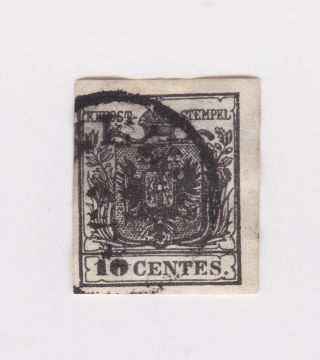 Lombardy And Venetia - 1850 10 Cents Deep Black With Solid Frame