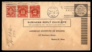 Mayfairstamps Us 1951 York Knickerbooker Station To Boston Ma With $1.  12 Pos