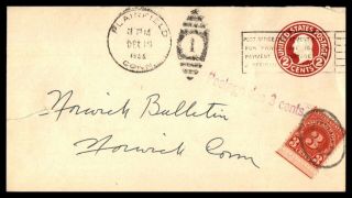 Mayfairstamps Us 1955 Connecticut Plainfield To Norwich With 3c Postage Due Cove