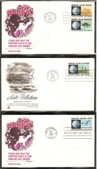 Us Sc 1410 - 1413 Anti - Pollution Fdc.  Cacheted.