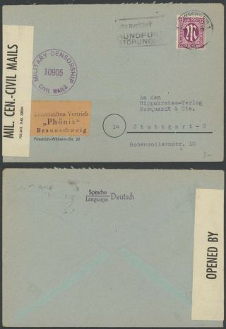 Germany 1946 - Cover To Stuttgart - Censor 37171/18