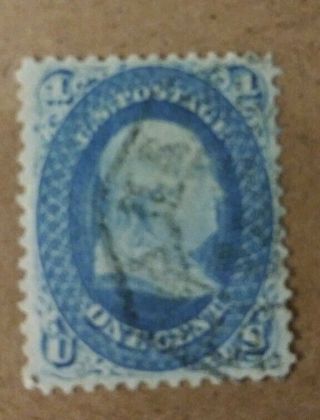 U.  S.  Stamps Scott 63 One Cent Franklin Issue Cv 45.  00
