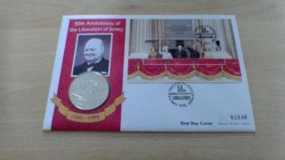 1995 Jersey 50th Anniversary Of Liberation Mini Sheet £2 Coin Cover