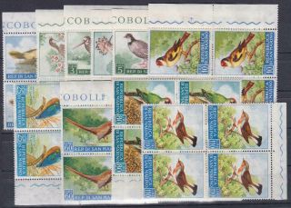 San Marino 1960 Birds Complete Set Blocks Of 4v Mnh Vf T20913