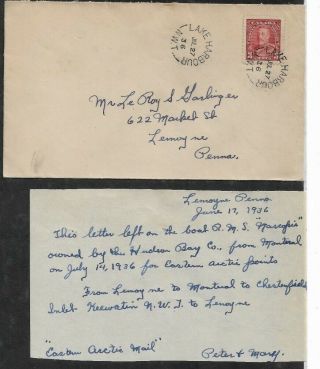 146 Canada " Eastern Arctic Mail " Lake Harbour N.  W.  T.  1936