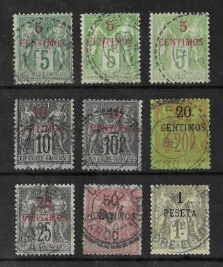 Morocco French Offices 1891 - 1900 Set Of 9 Stamps Cv €265