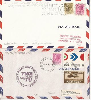 Italy - 2 First Flight Covers (1970) - Rome & Pisa To Nyc