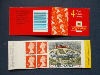 Hb17 4 X First Class Nvi Machin Barcode Stamp Booklet Berlin Airlift Label
