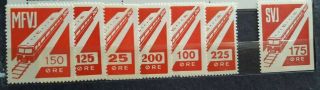 Old Train Stamps Denmark Mnh