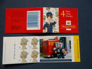 Hb19 4 X First Class Machin Barcode Stamp Booklet Postman Pat Label Cylinder