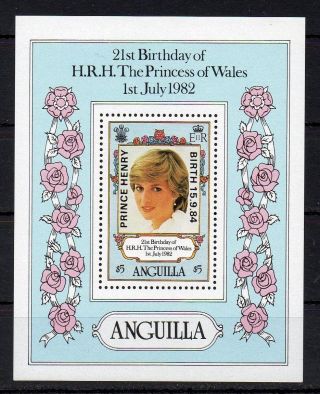 Anguilla 1982 Princess Diana`s 21st Birthday Mnh Mini Sheet M.  S.  513