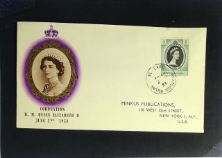 British Honduras - 1953 Queen Elizabeth Ii Coronation Fdc / Minkus Cache - Z2389
