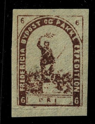 Denmark Local Stamp 11 Fredericia 6 øre Redbrown Imperforate Mh