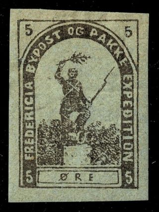 Denmark Local Stamp 9 Fredericia 5 øre Imperforate Mh
