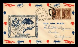 Dr Jim Stamps Us Constitution Day George Washington Bicentennial Cover Air Mail