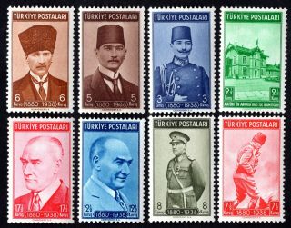 Turkey 1939 Set Of Stamps Mi 1063 - 1070 Mh/mnh Cv=17€