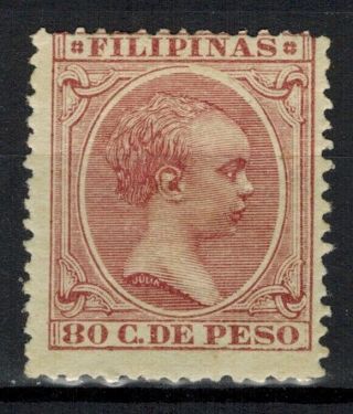 1897 Spanish/philippines Stamps - Sc 180 80c Claret King Alfonso Xiii