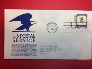 1396 Fdc 1971 Anderson Cachet 8c L708 Us Postal Service - Blue