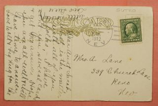 1912 Dpo 1872 - 1920 Sutro Nv Nevada Doane Cancel Postcard