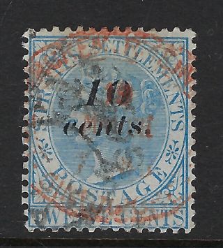 Straits Settlements : 1881 10 Cents On 12c Ultramarine Sg 45