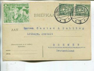 Netherlands 2x2½c On Post Card To Germany 