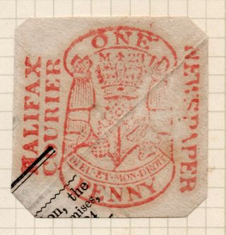18th - 19th Century Newspaper Duty Stamp 1d In Red (halifax Courier) Fold