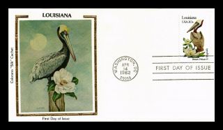 Dr Jim Stamps Us State Bird Flower Louisiana Colorano Silk First Day Cover