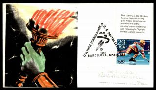 Mayfairstamps Us 1992 Barcelona Summer Games Torch Olympics Cover Wwb63027