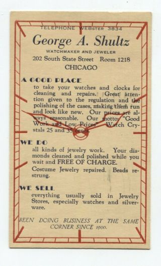 Advertising Postcard George A.  Sultz Watchmaker Chicago Irving 859