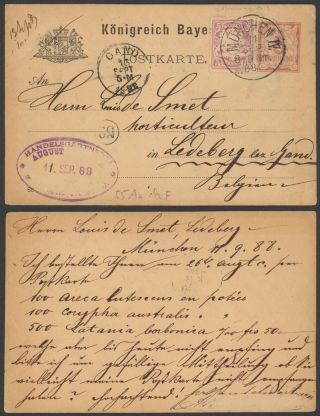 Germany Bavaria 1888 - Postal Stationery Munich To Belgium 36185/1