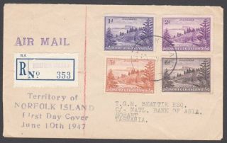 Norfolk Is 1947 Ball Bay Values To 6d On Registered Fdc. . .  C754