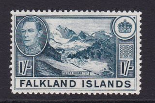 Falkland Islands.  1948.  Sg 158c,  1/ - Deep Dull Blue.  Mounted.