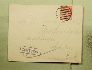 Dr Who Gb Hms Indomitable British Naval Ship To London Wwi Censored E46661