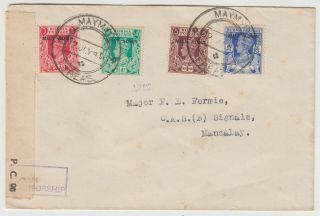 Burma 1945 Military Administration Part Set Of 4 On Censor Cover Maymyo - Mandaly
