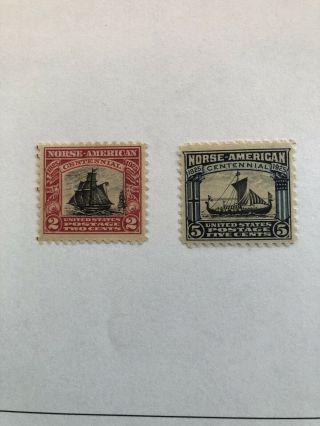 Us Stamps Scott 620 - 621 Norse American Issue Set Og Lh/nh