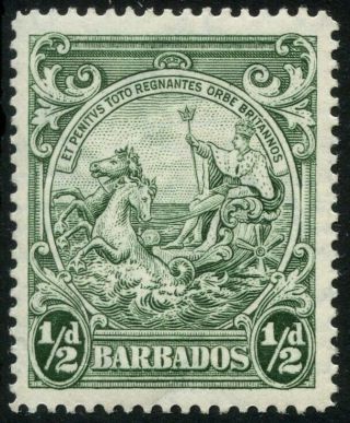 Barbados 1942 Sg 248b 1/2d Green Perf 14 Unmounted Cat £70.  00