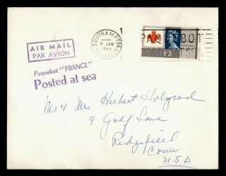 Dr Who 1964 Gb Paquebot France Ship Southampton To Usa Airmail E46730